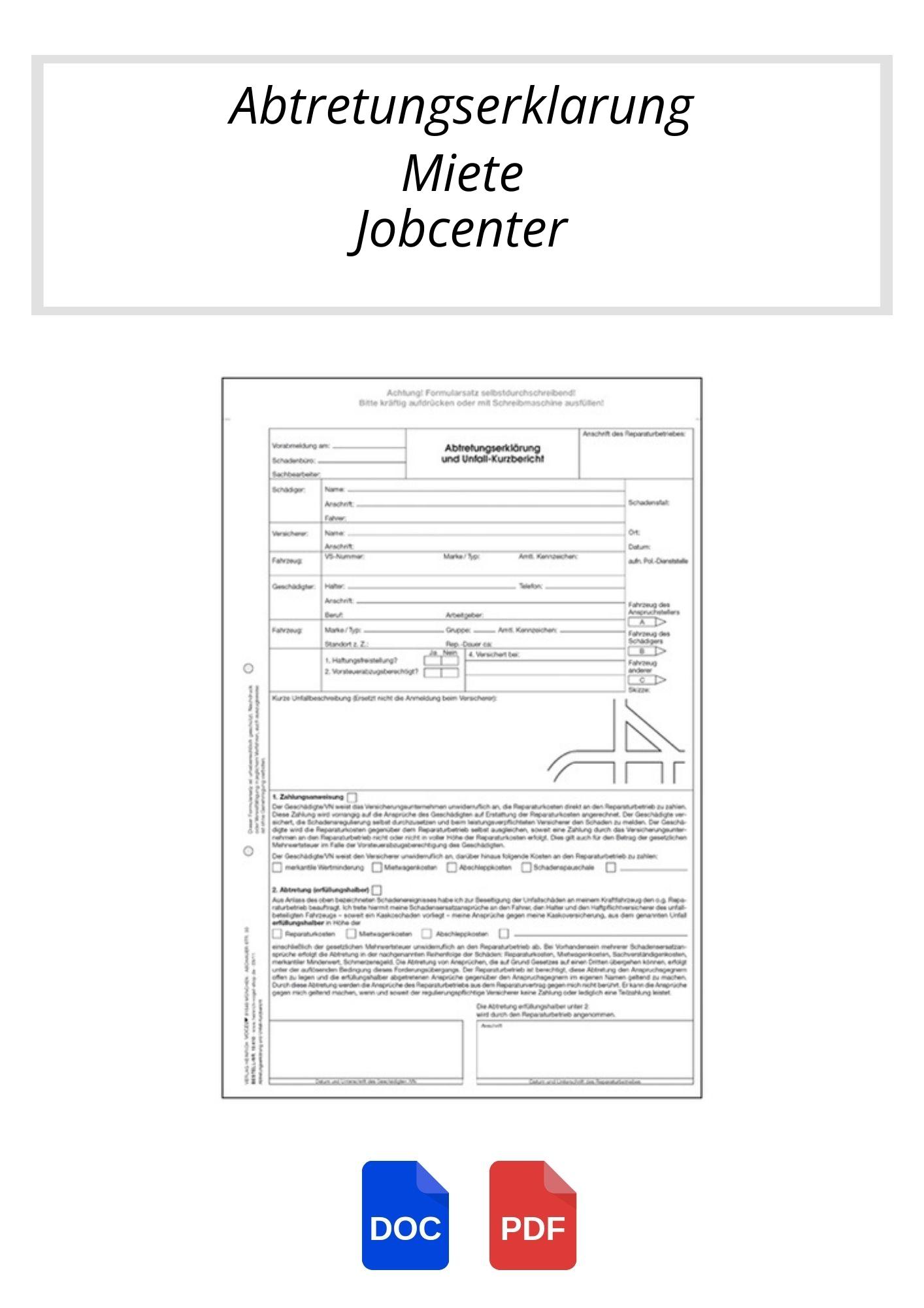 Abtretungserklärung Miete Jobcenter