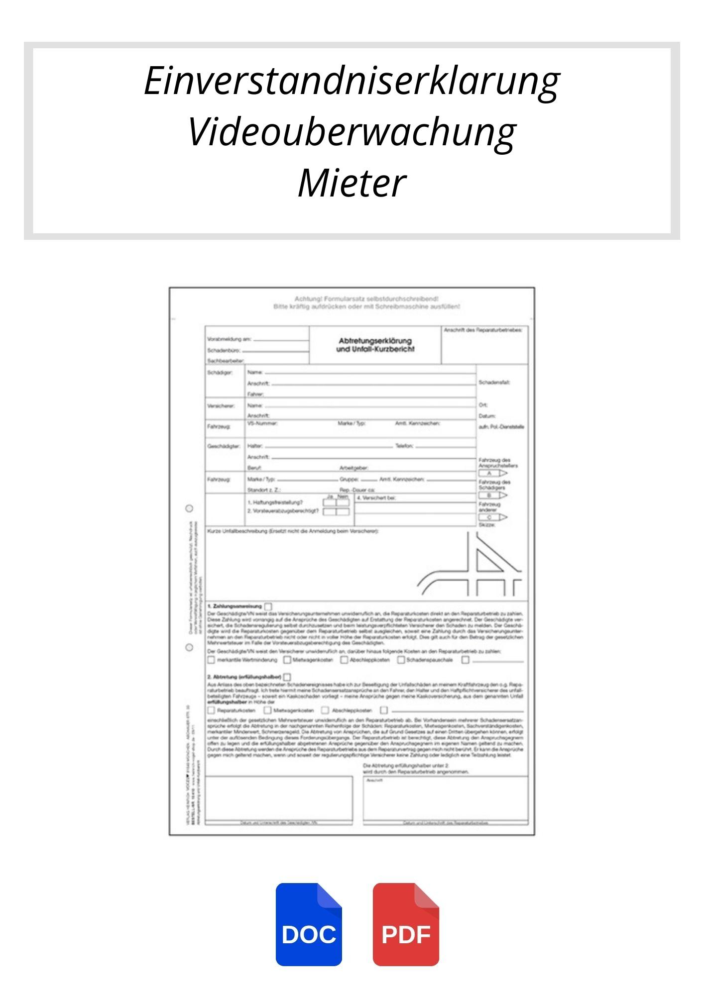 Einverständniserklärung Videoüberwachung Mieter
